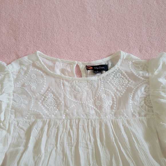 Indigo Poppy Flutter🦋 Sleeve Peasant Blouse - Picture 7 of 14